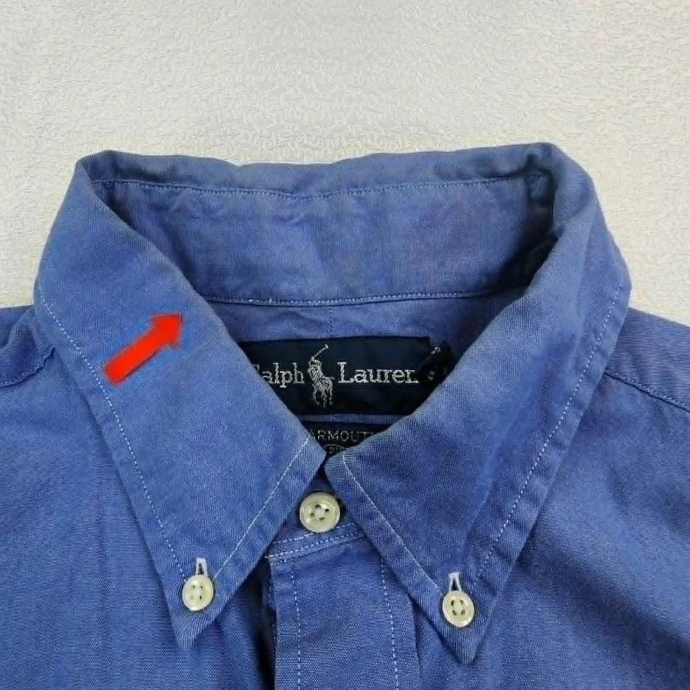 Polo Ralph Lauren Yarmouth Blue Mens 16 34/35 Button Down Oxford Shirt Pony READ